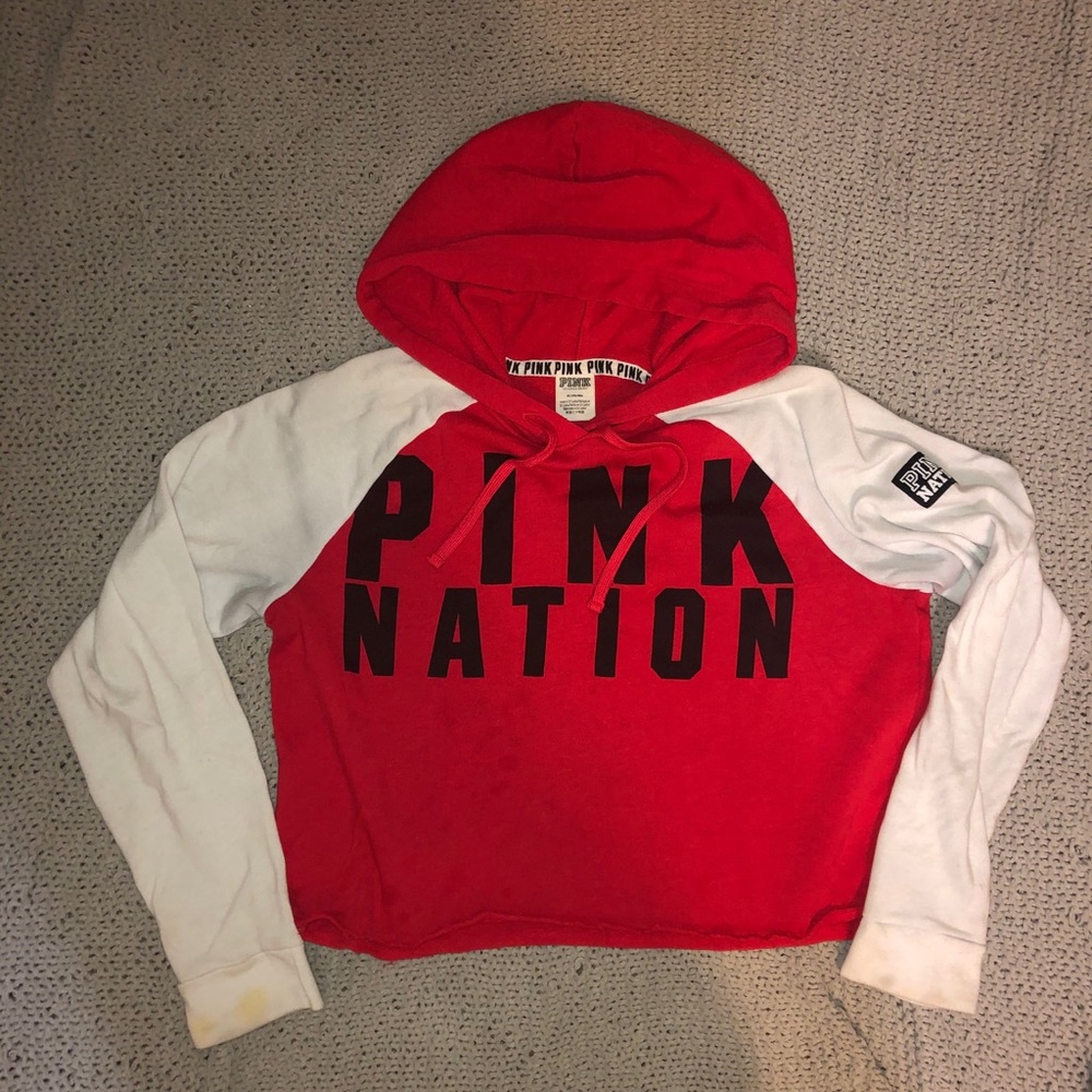 Red and white PINK cropped sweater